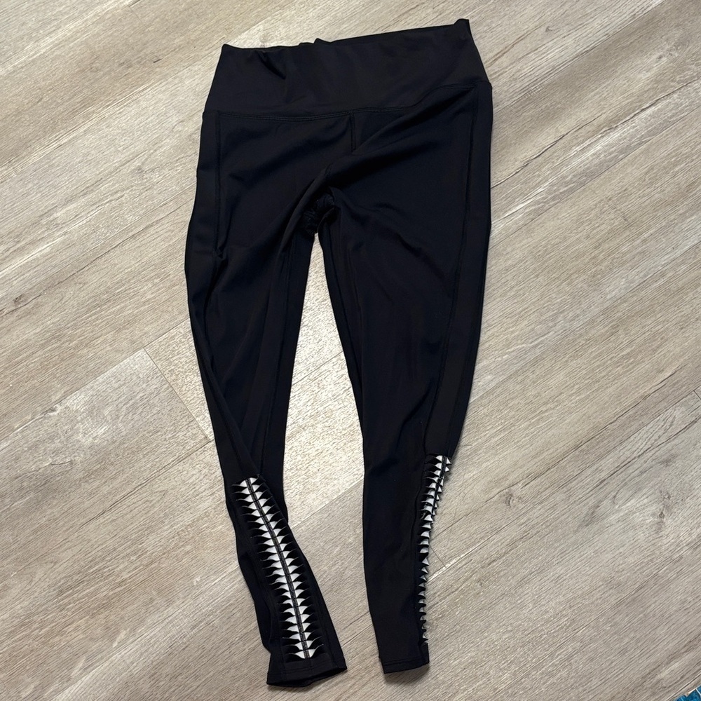 SoulCycle Black Leggings with Silver Accents
